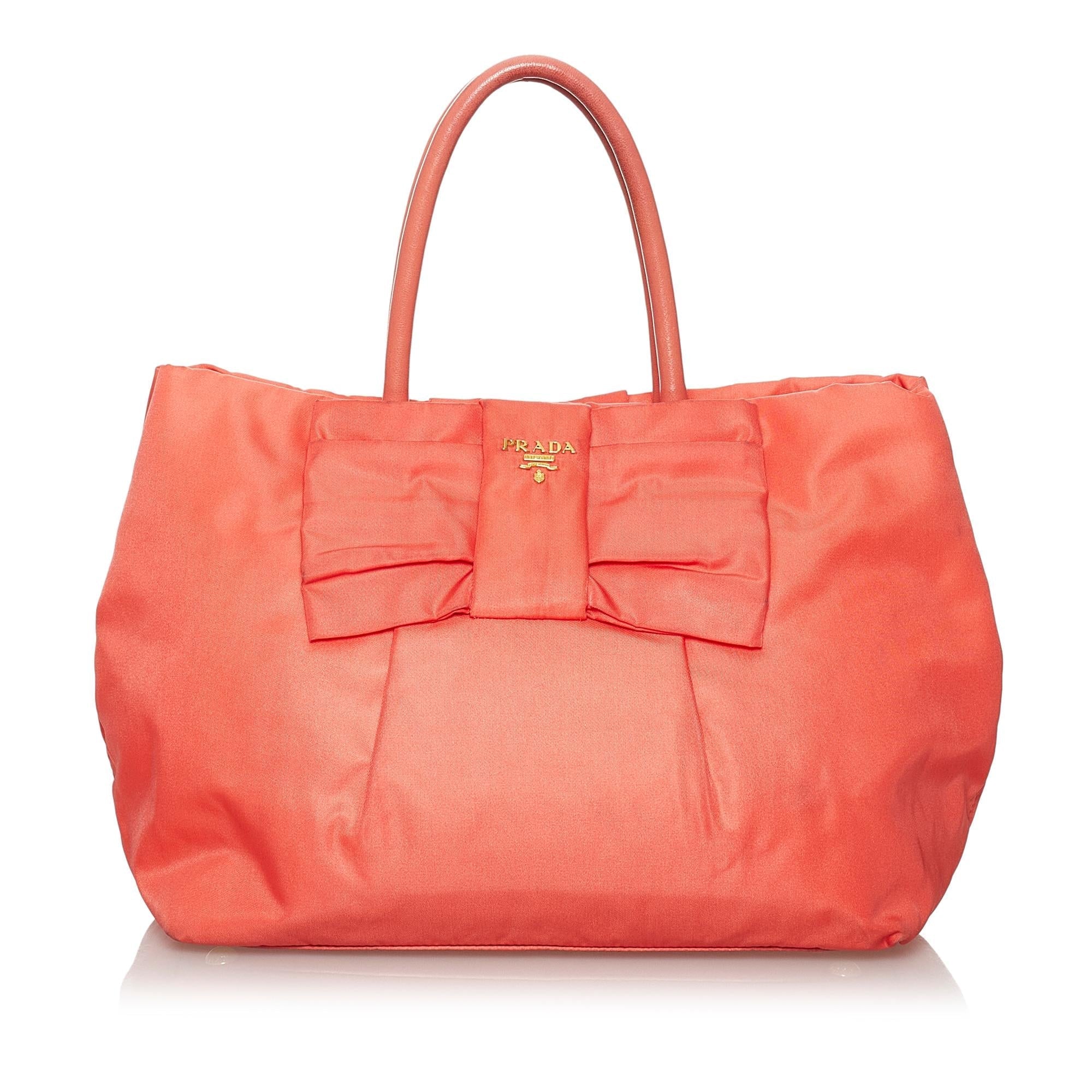 Prada Fiocco Bow Tessuto Tote Bag (SHG-29762)