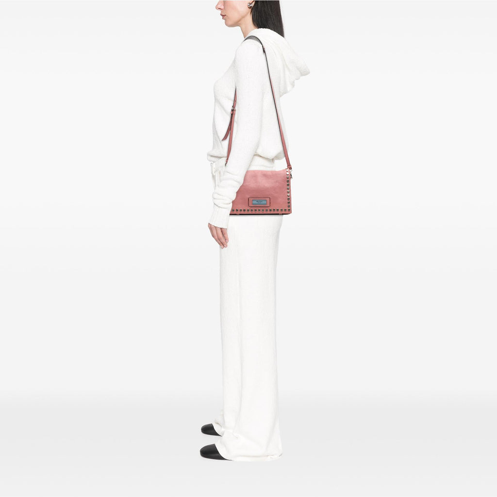 Prada Glace Calf Studded Etiquette Flap Crossbody