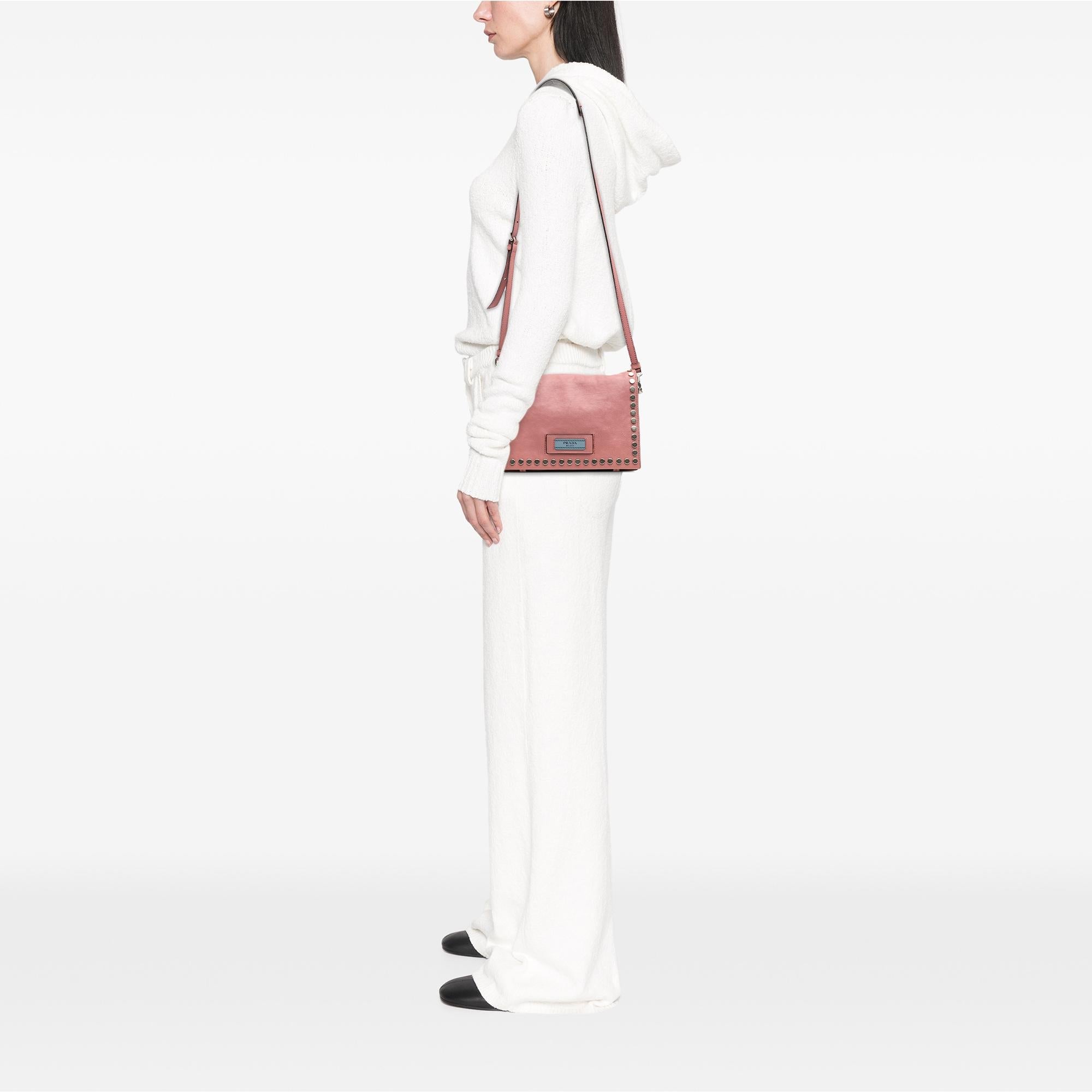 Prada Glace Calf Studded Etiquette Flap Crossbody