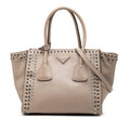Prada Glace Calf Studded Twin Pocket Satchel