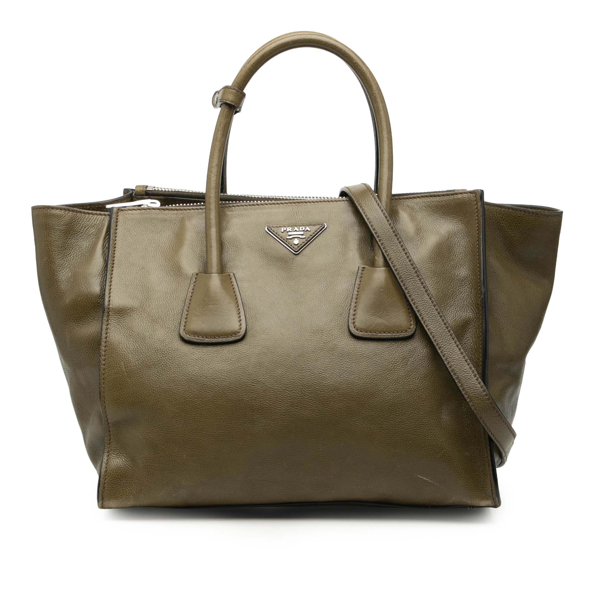 Prada Glace Calf Twin Pocket Double Handle Satchel