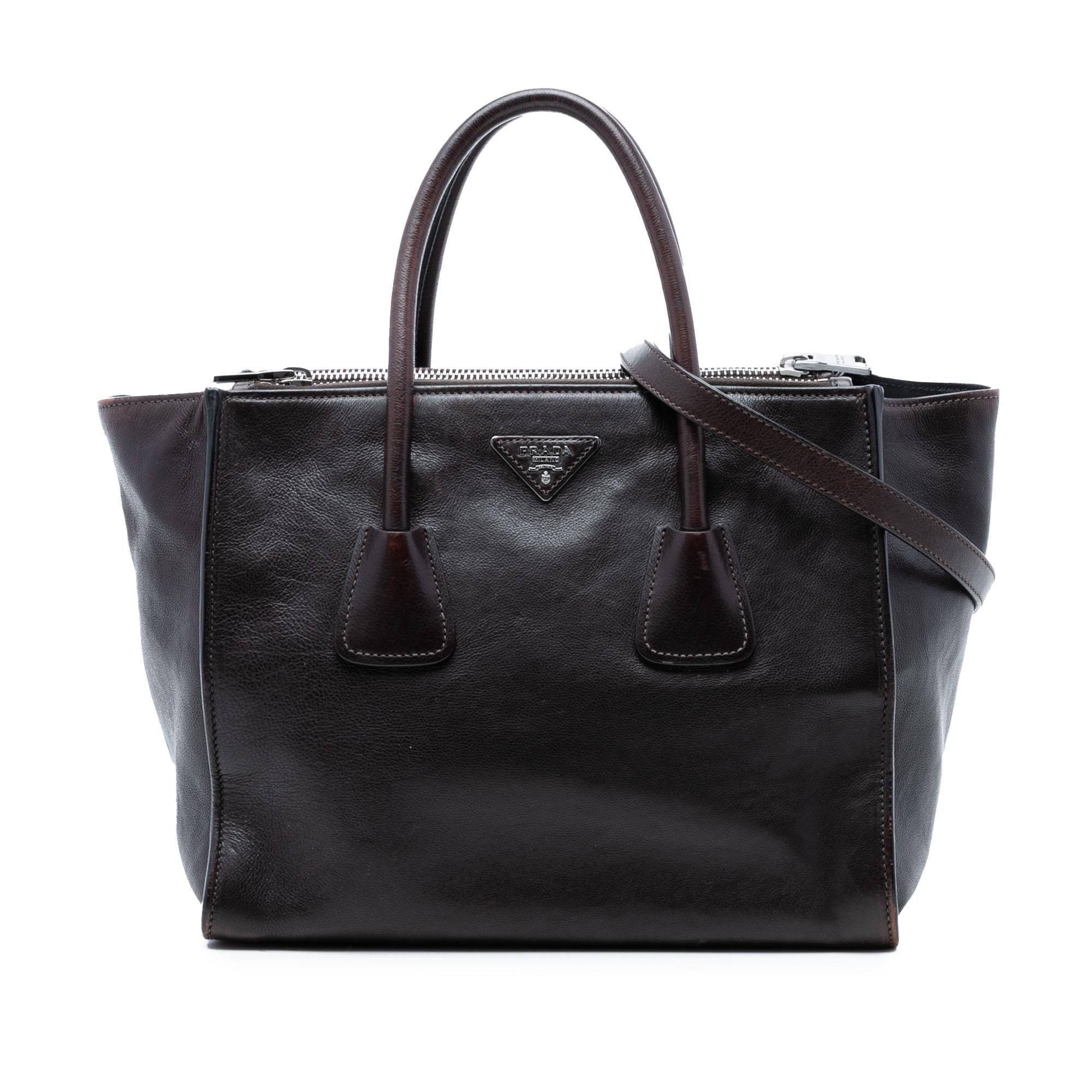 Prada Glace Calf Twin Pocket Double Handle Satchel