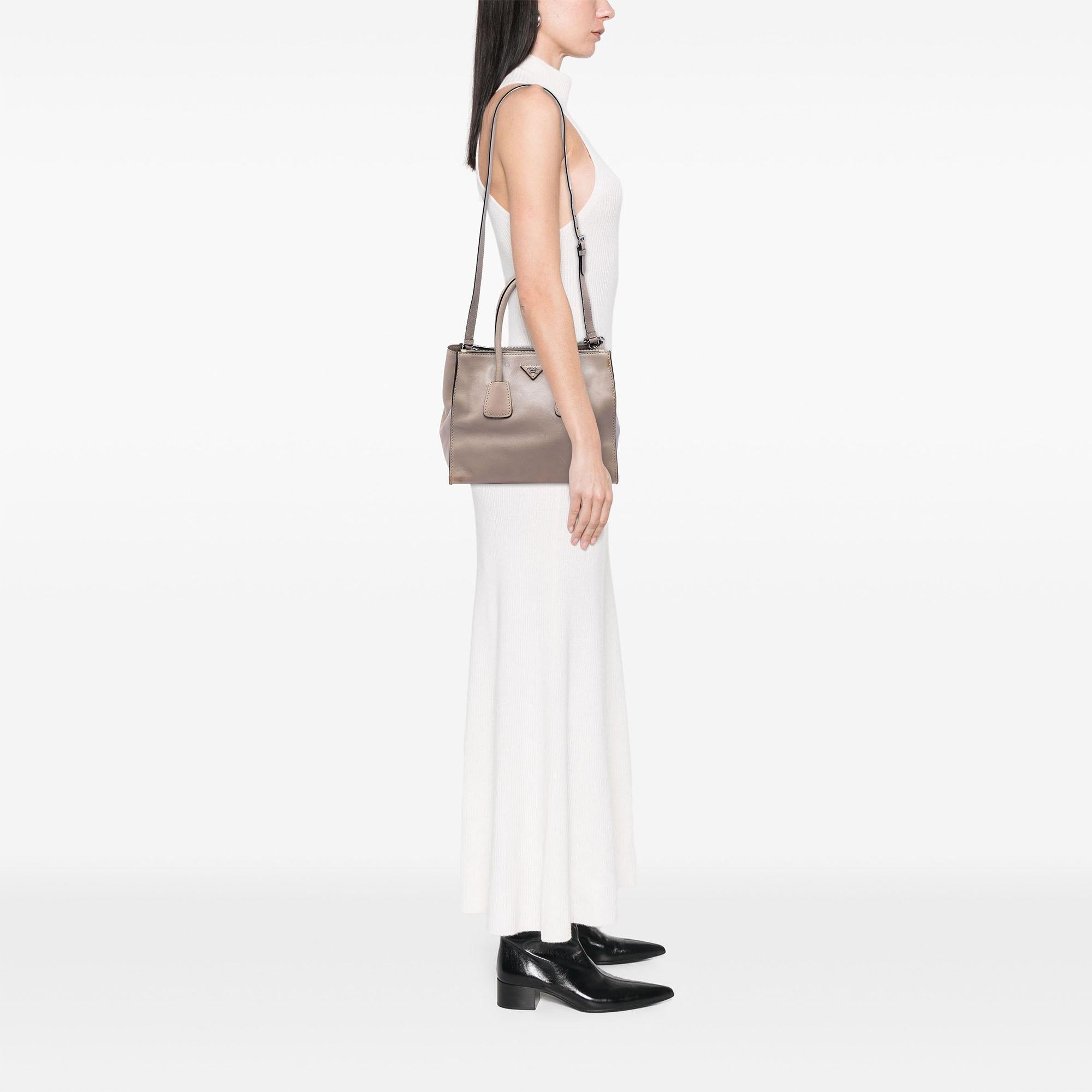 Prada Glace Calf Twin Pocket Double Handle Satchel