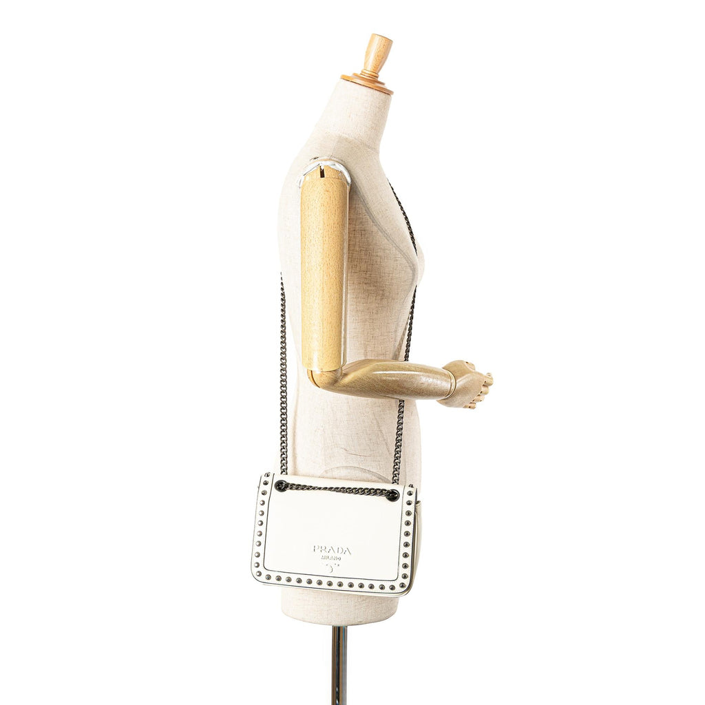 Prada Glace Calfskin Studded Crossbody