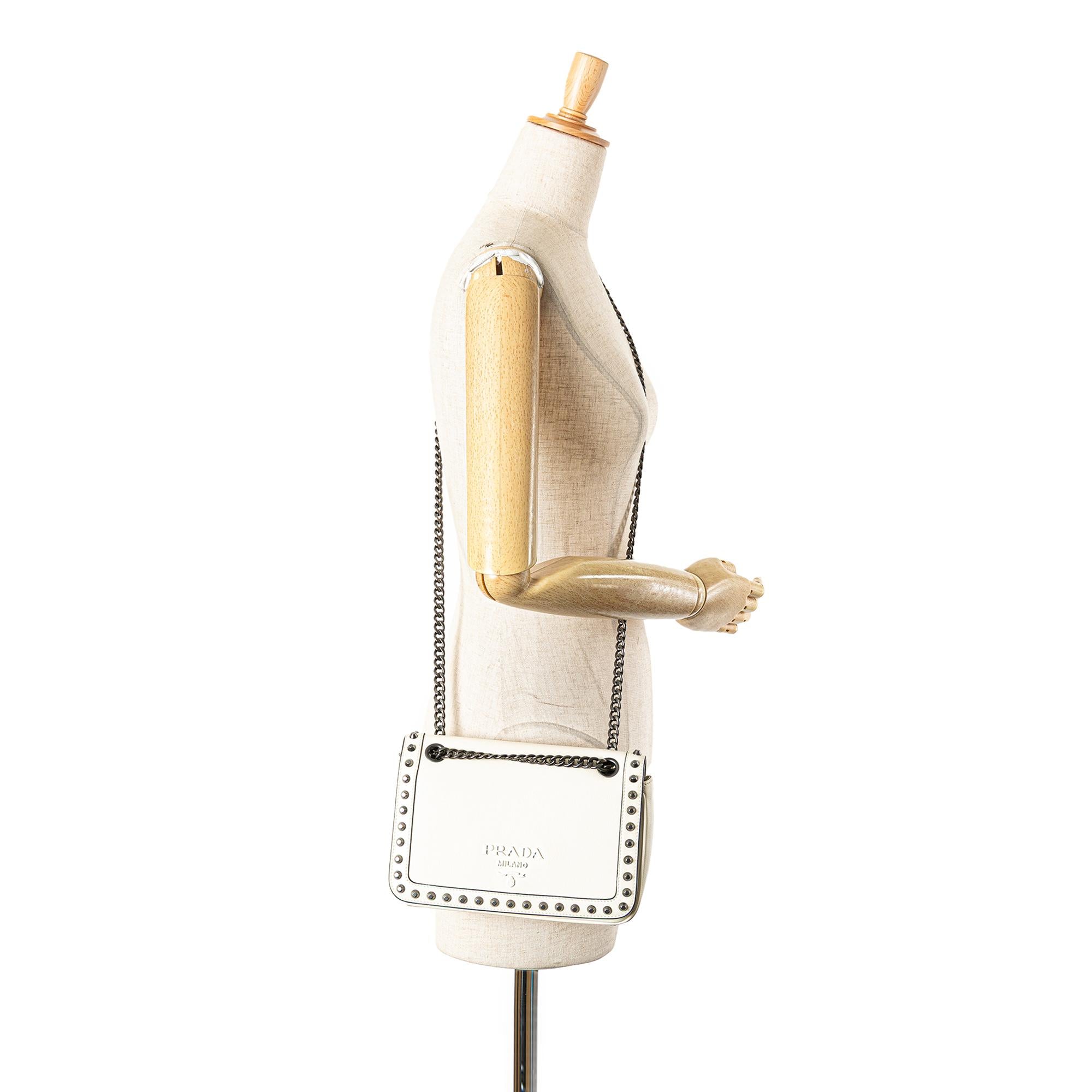Prada Glace Calfskin Studded Crossbody