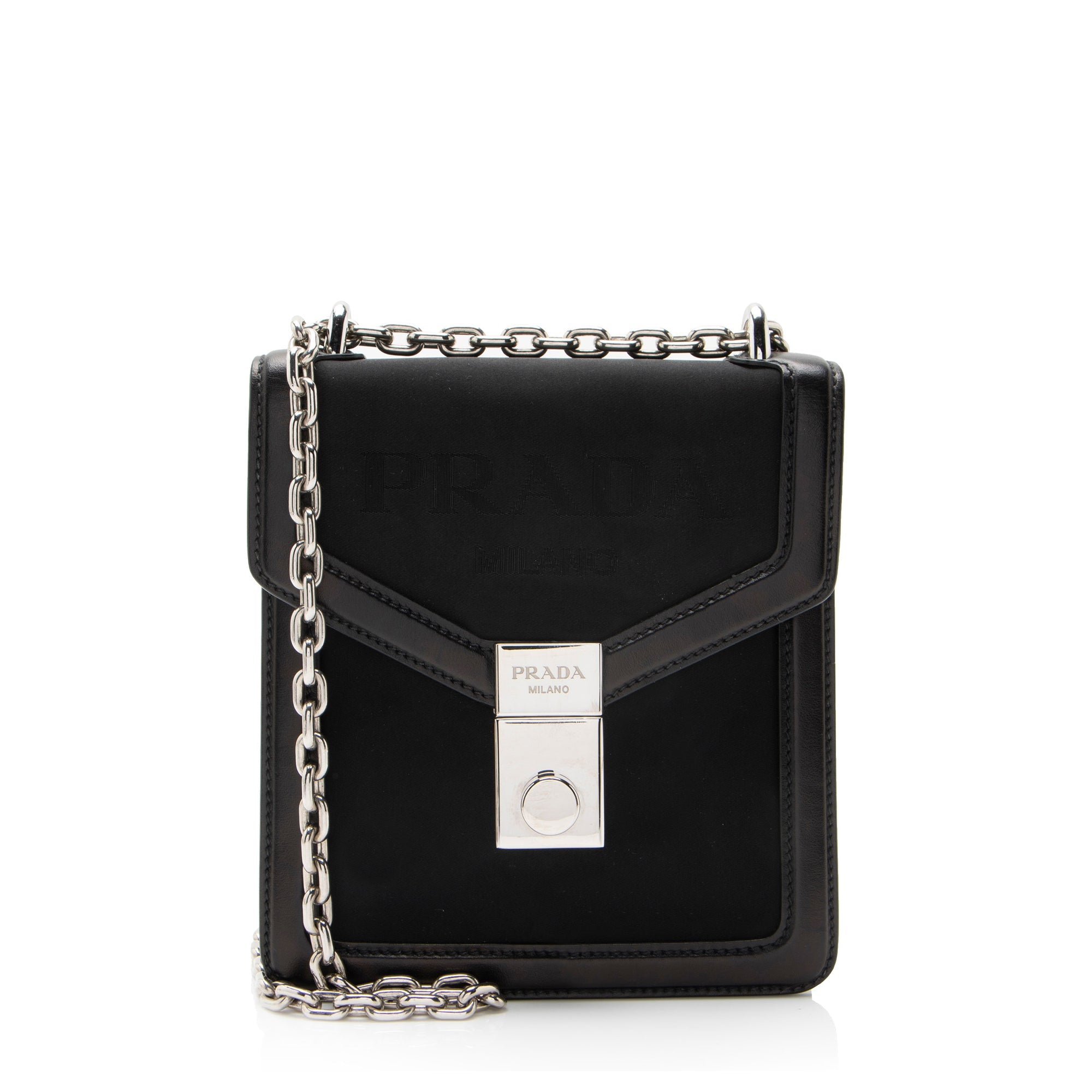 Prada Jacquard Logo Flap Lock Crossbody