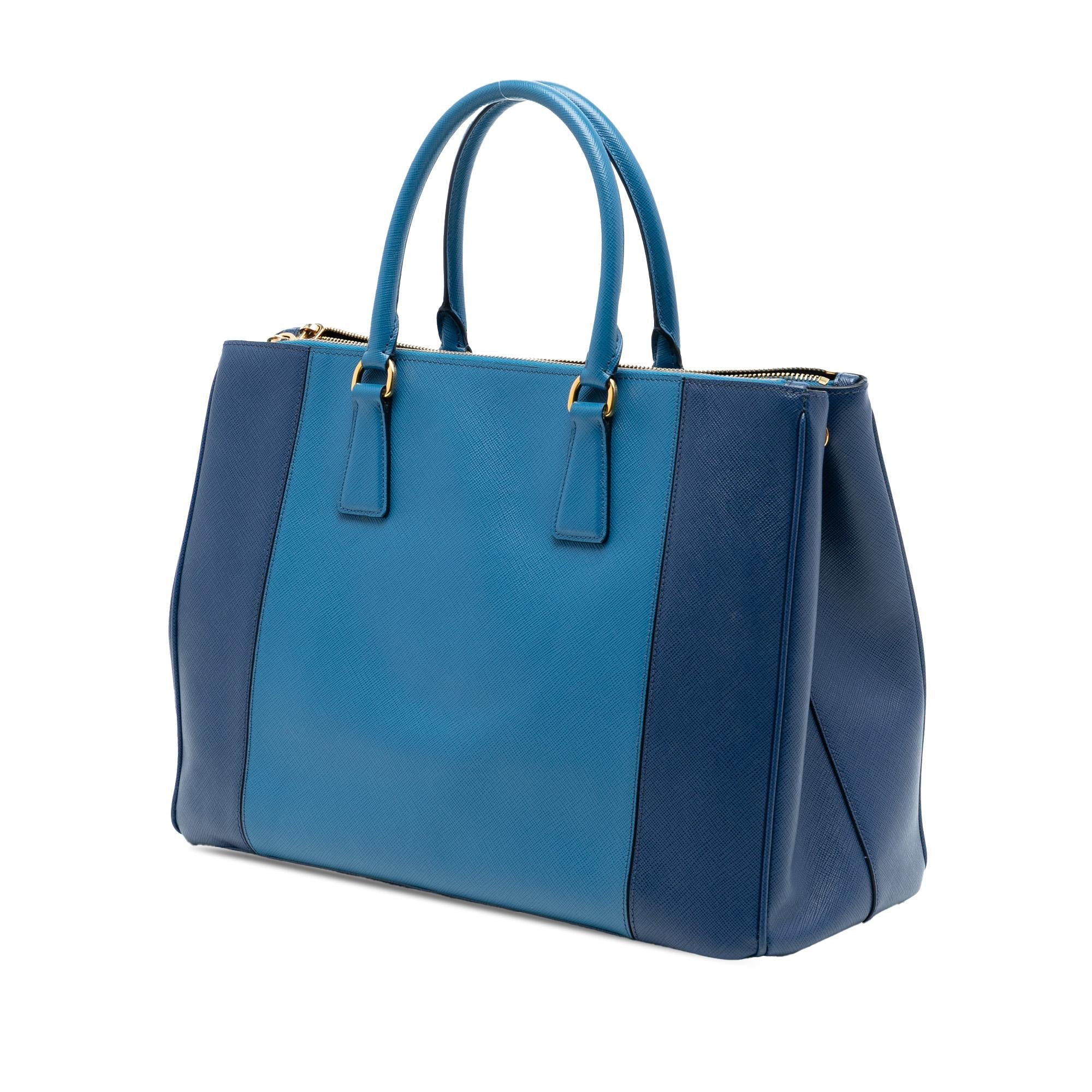 Prada Large Bicolor Saffiano Lux Galleria Double Zip Satchel