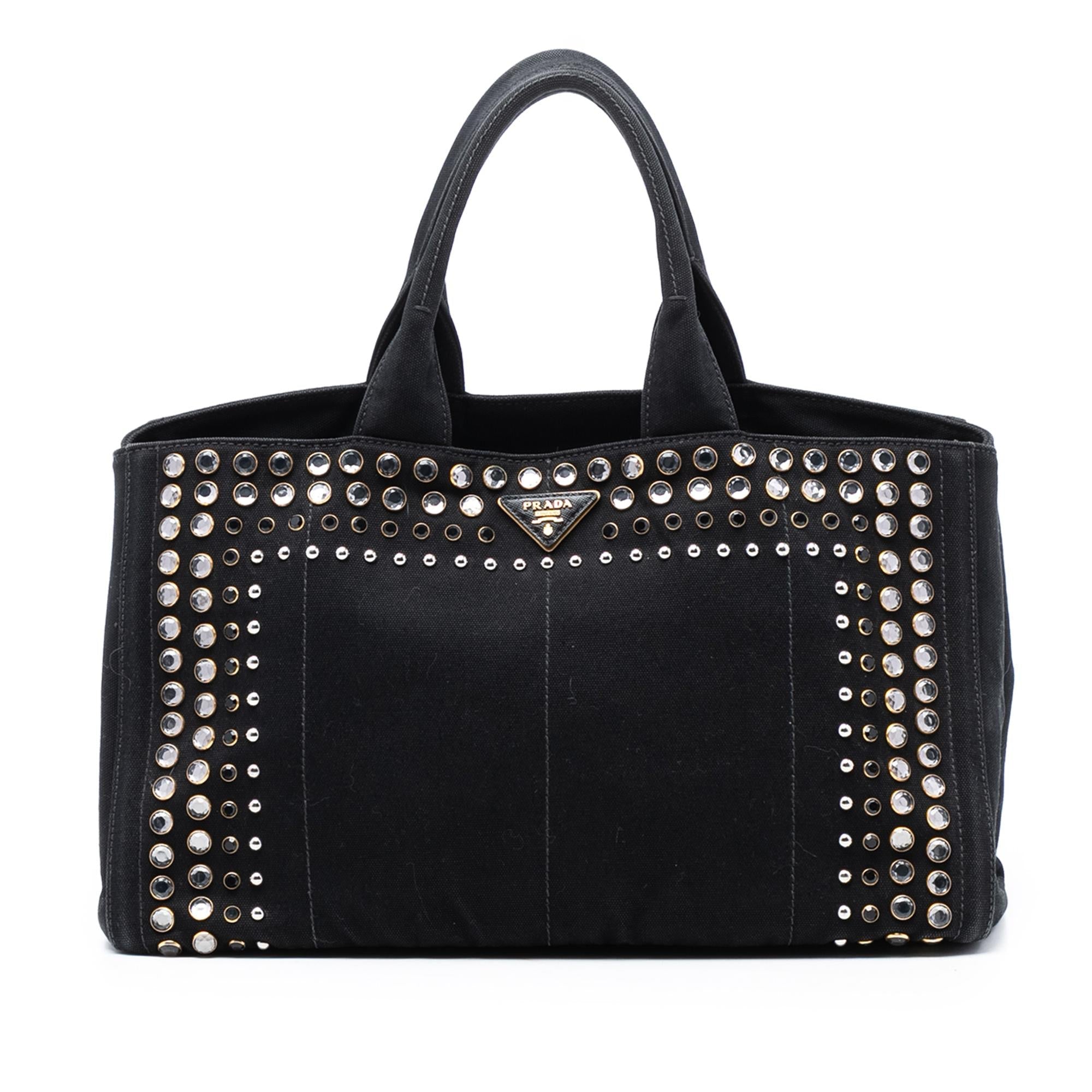 Prada Large Canvas Canapa Bijoux Satchel
