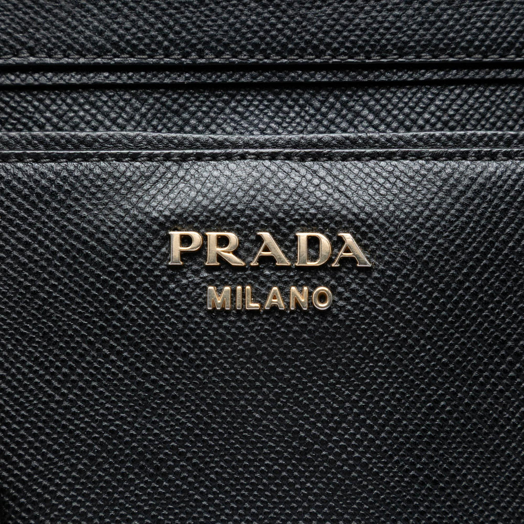 Prada Large Saffiano Cuir Double Zip Top Handle Bag