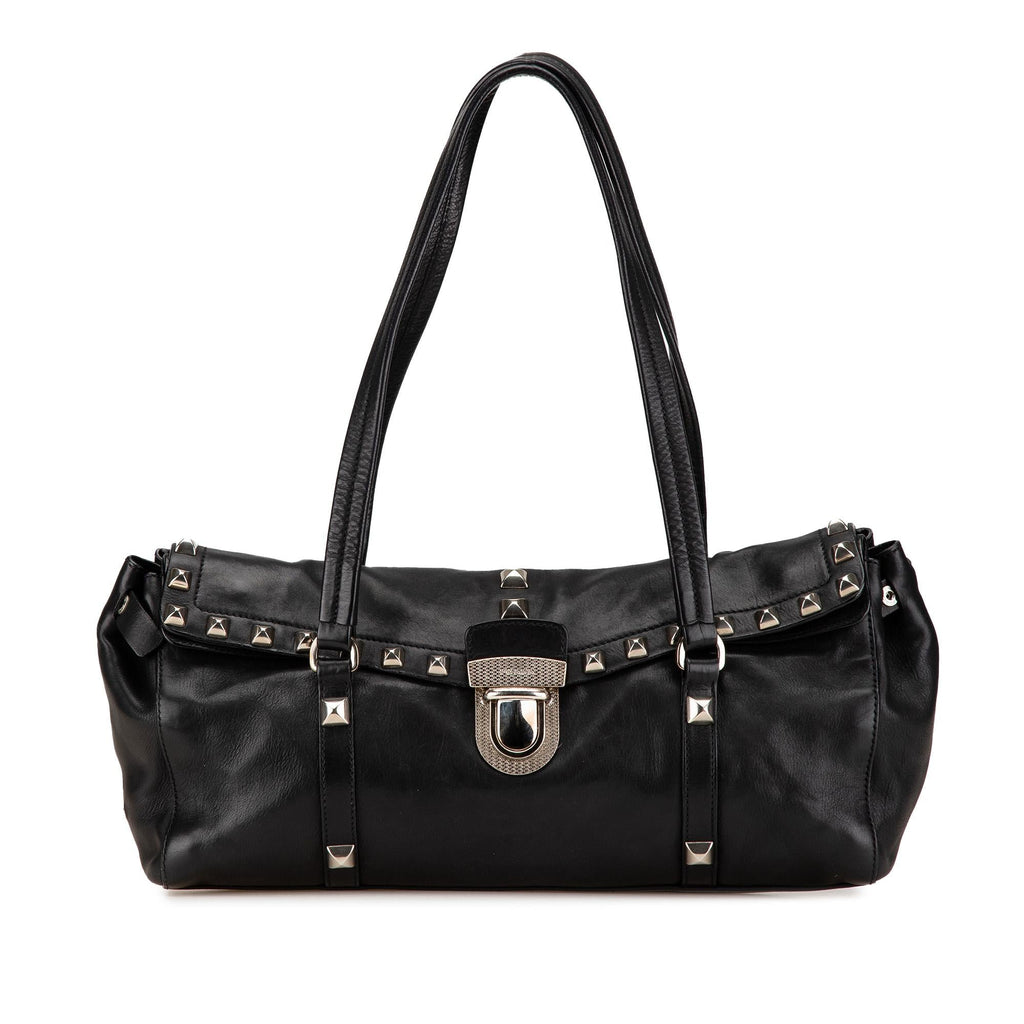 Prada Leather Studded Easy Shoulder Bag