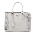 Prada Medium Saffiano Lux Studded Crystal Galleria Double Zip Satchel