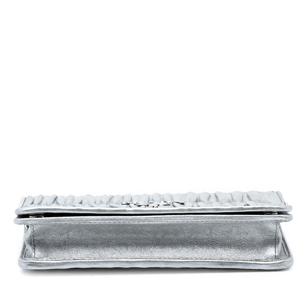Prada Metallic Nappa Gaufre Wallet On Chain