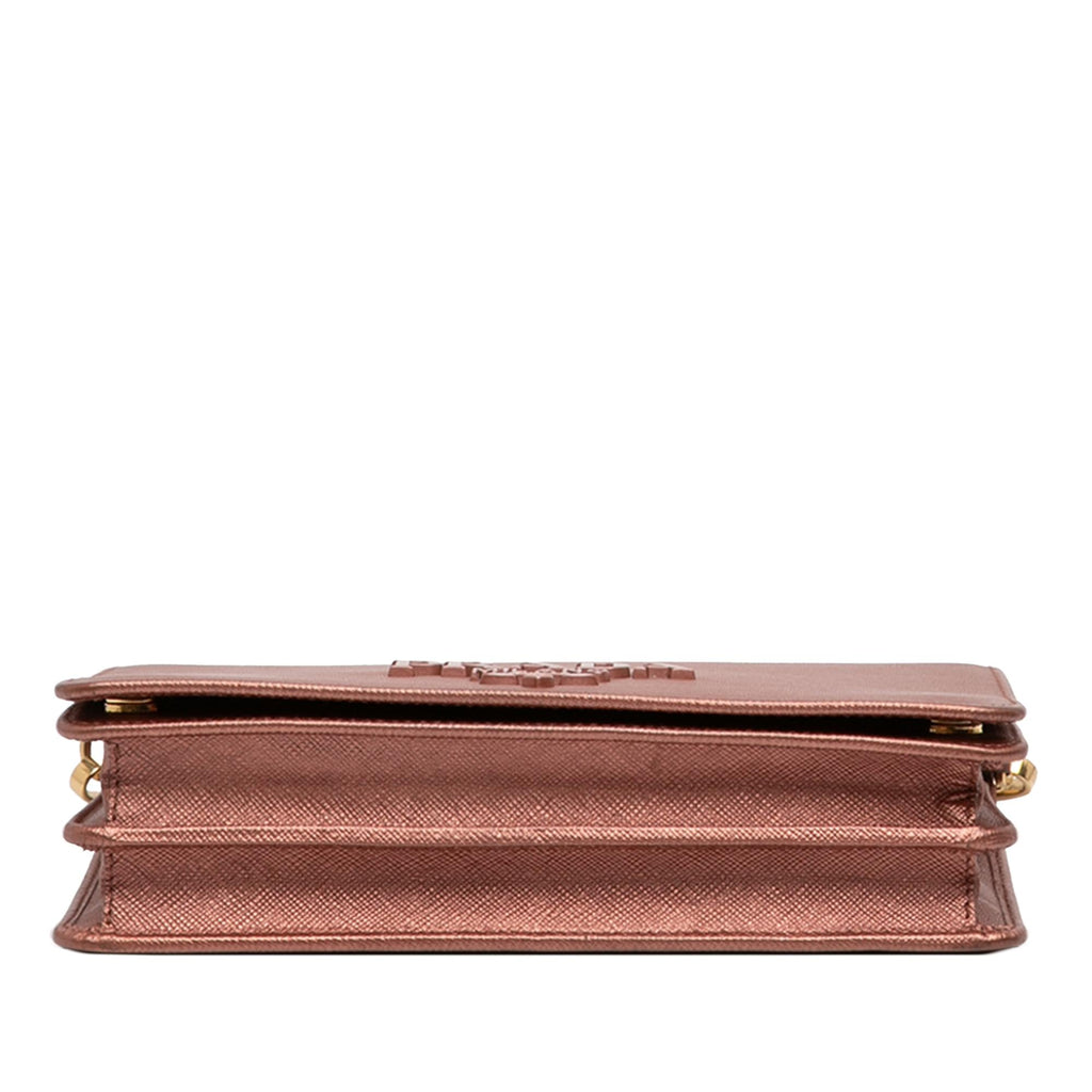 Prada Metallic Saffiano Lux Chain Crossbody
