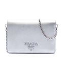 Prada Metallic Saffiano Lux Wallet on Chain