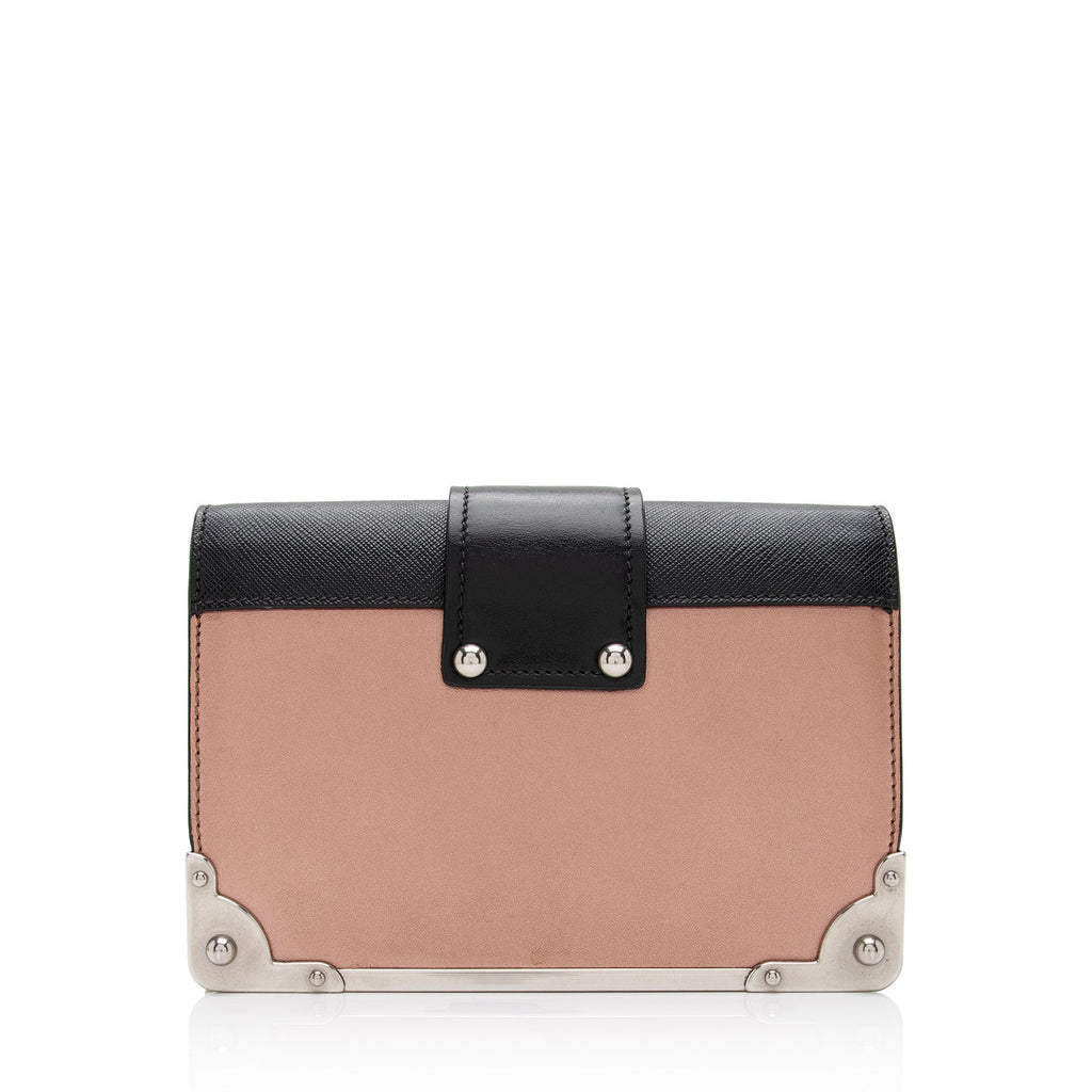 Prada Metallic Saffiano Cahier Shoulder Bag (SHF-r8TuA7)