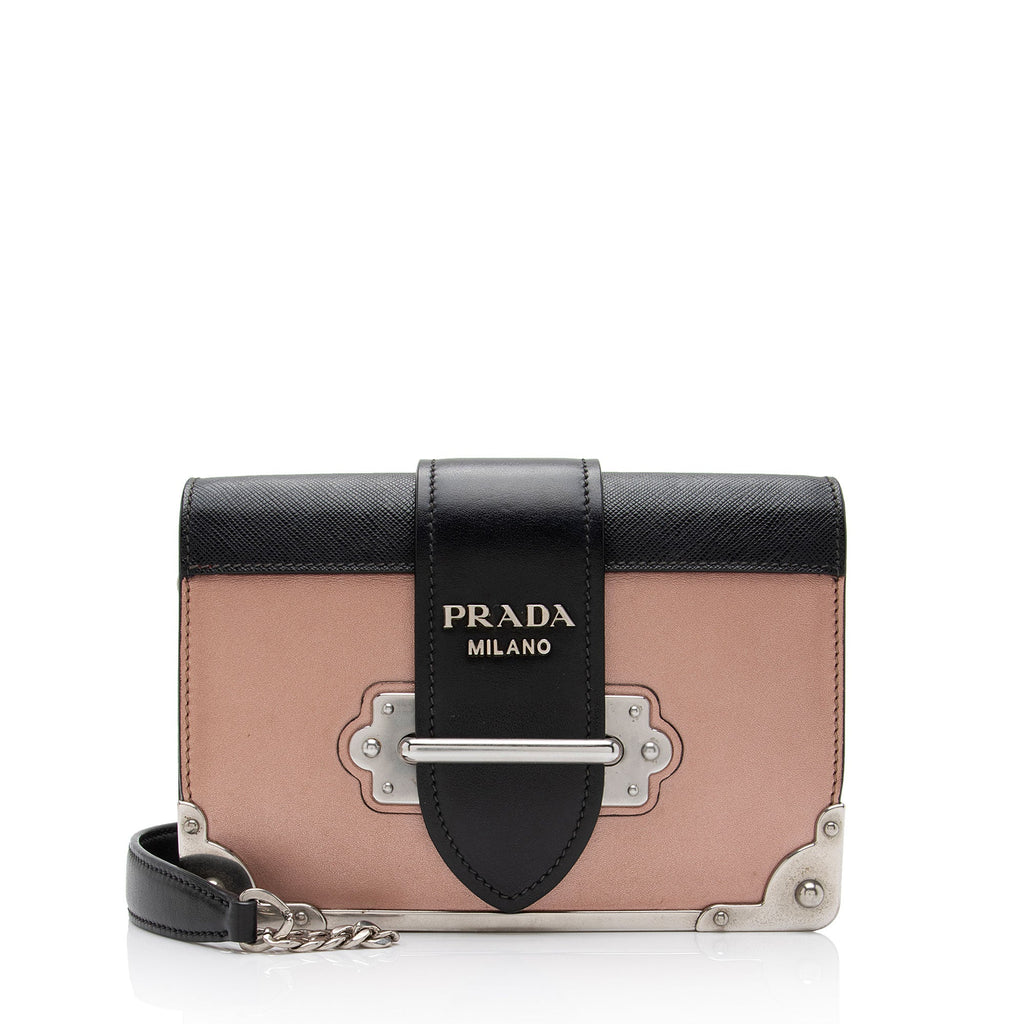 Prada Metallic Saffiano Cahier Shoulder Bag (SHF-r8TuA7)