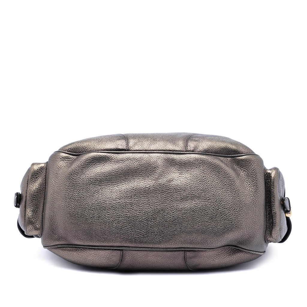 Prada Metallic Vitello Daino Side Flap Pockets Shoulder Bag