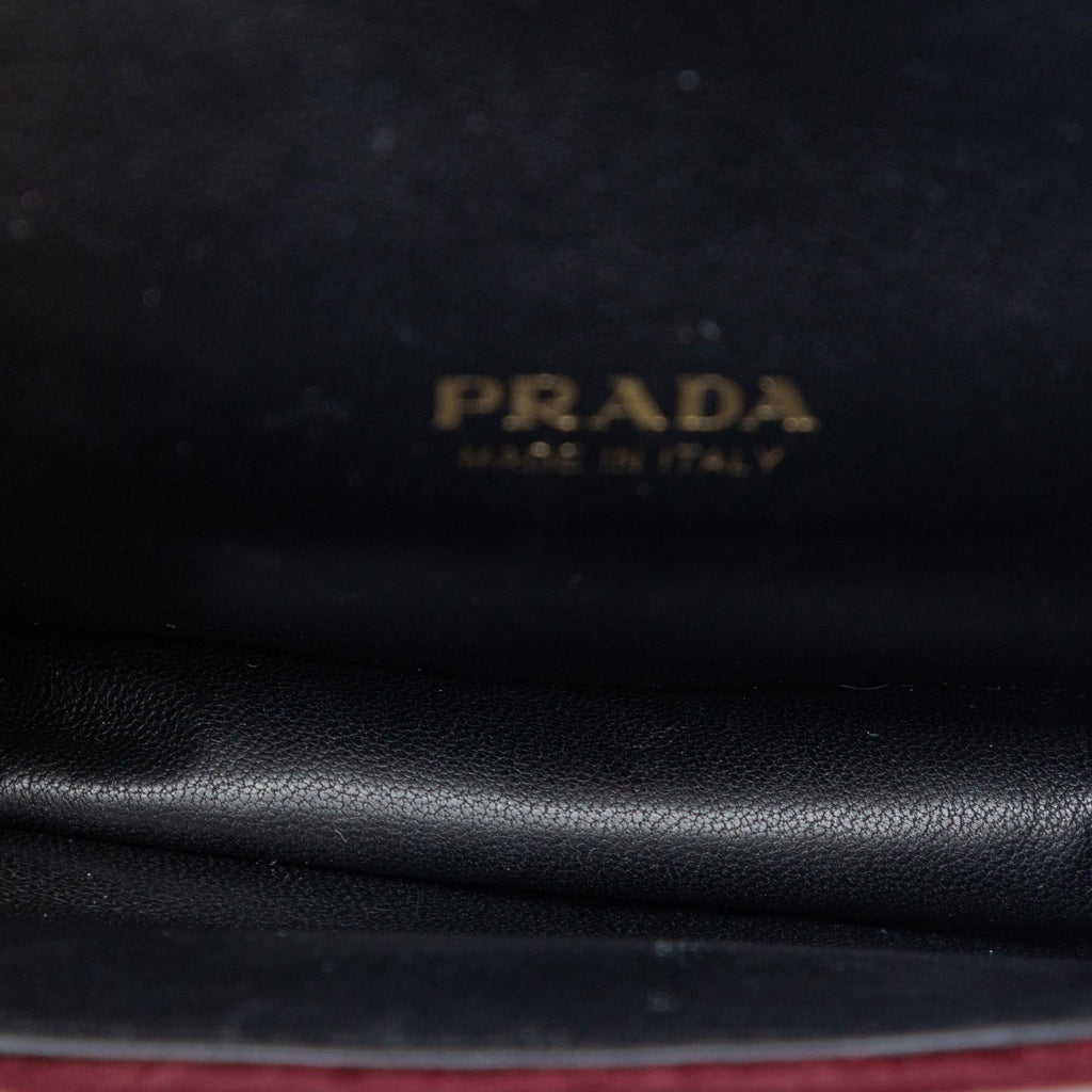 Prada Micro Croc Embossed Leather Trimmed Velluto Cahier Crossbody