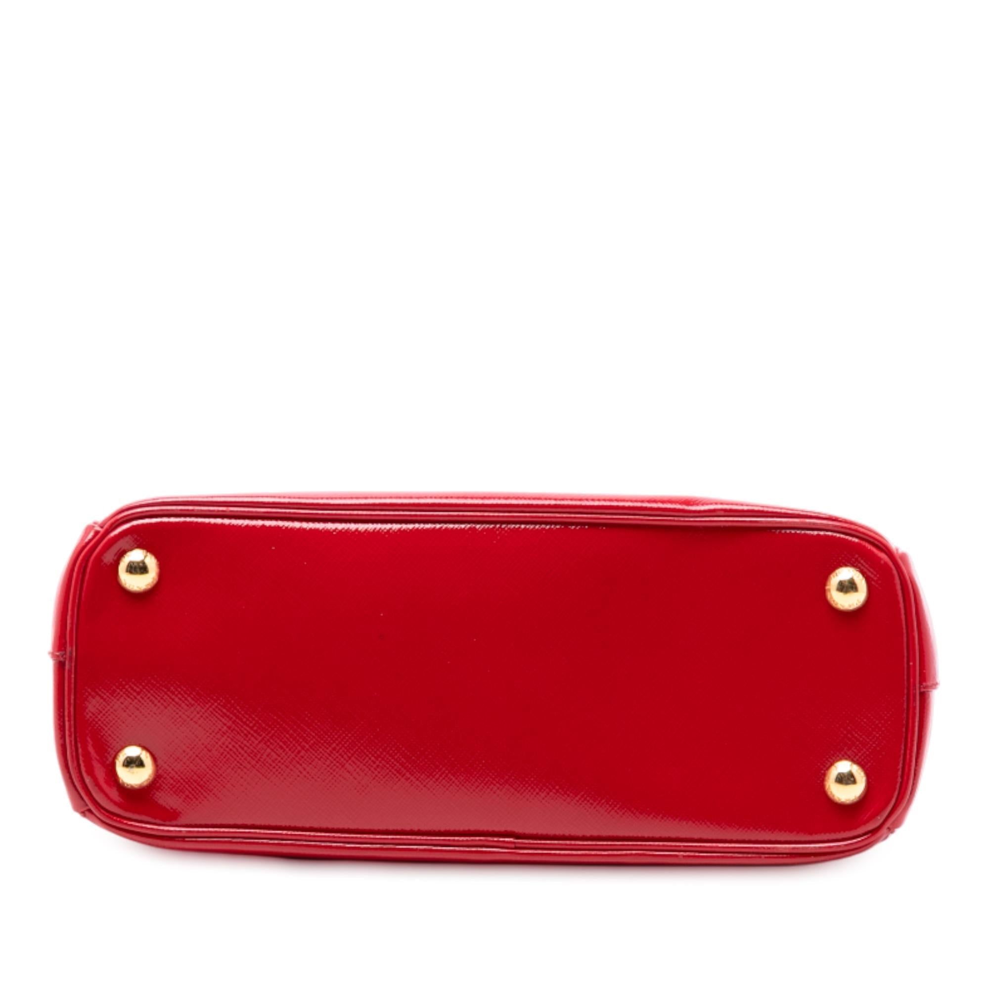 Prada Mini Saffiano Vernice Galleria Double Zip Satchel