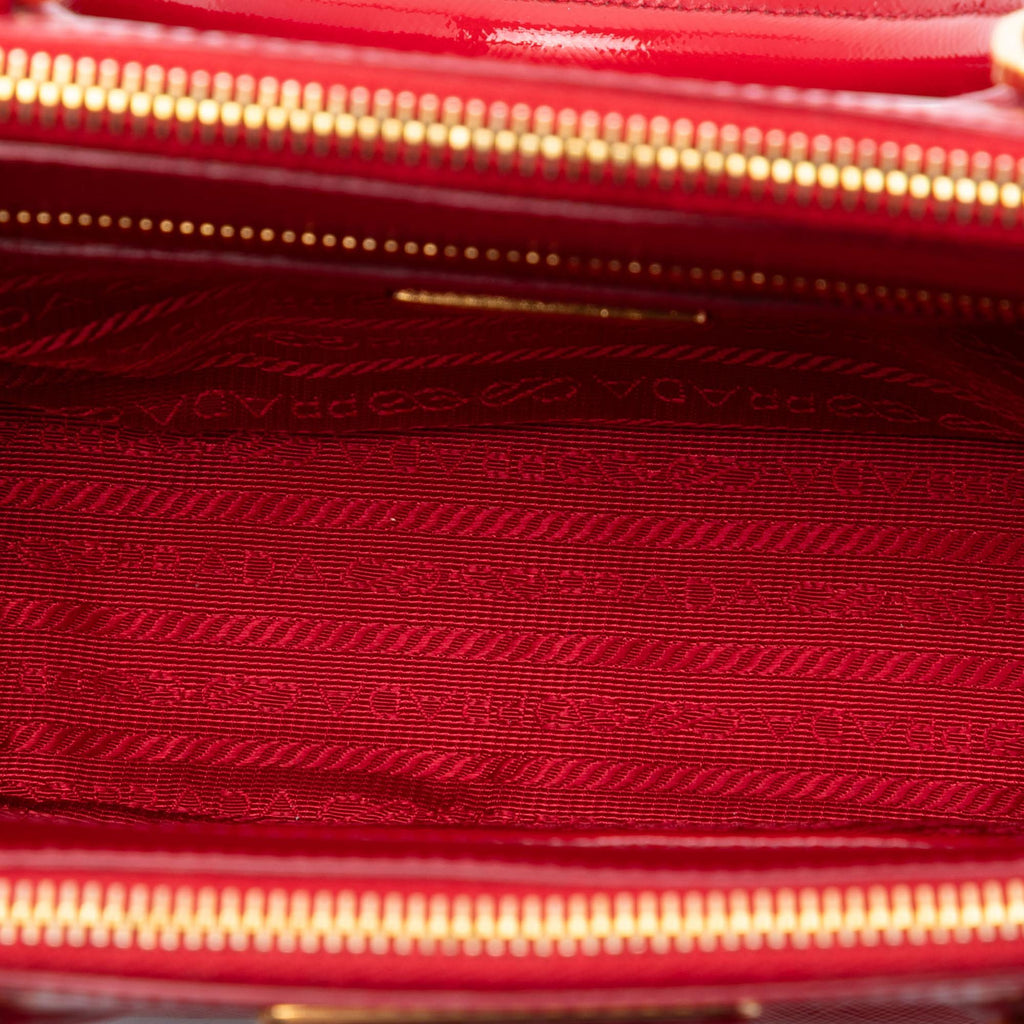Prada Mini Saffiano Vernice Galleria Double Zip Satchel