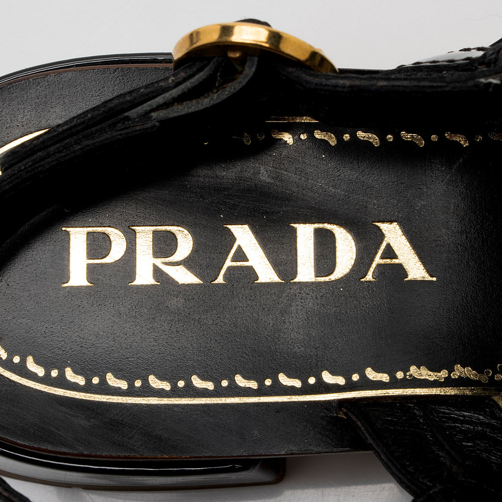 Prada Patent Leather Braided Slingback Sandals - Size 6 / 36 (SHF-5fdOzk)
