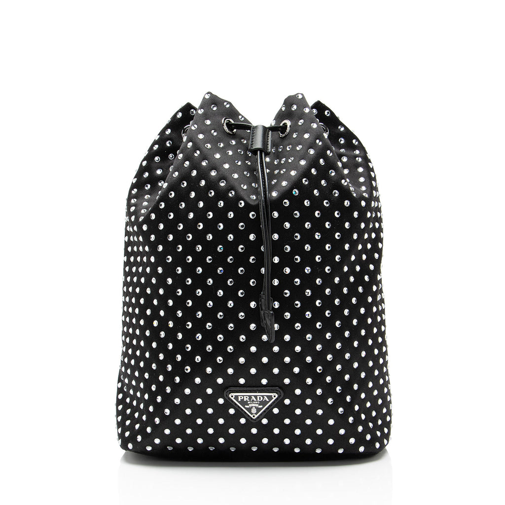 Prada Re-Nylon Crystal Embellished Drawstring Pouch