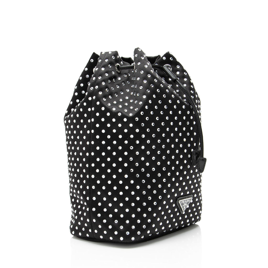 Prada Re-Nylon Crystal Embellished Drawstring Pouch