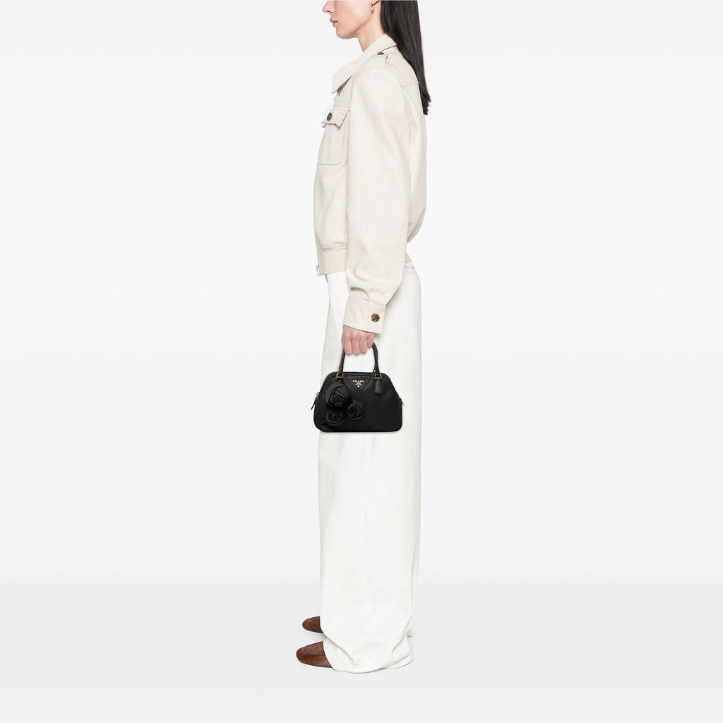 Prada Rose Embellished Tessuto Handbag