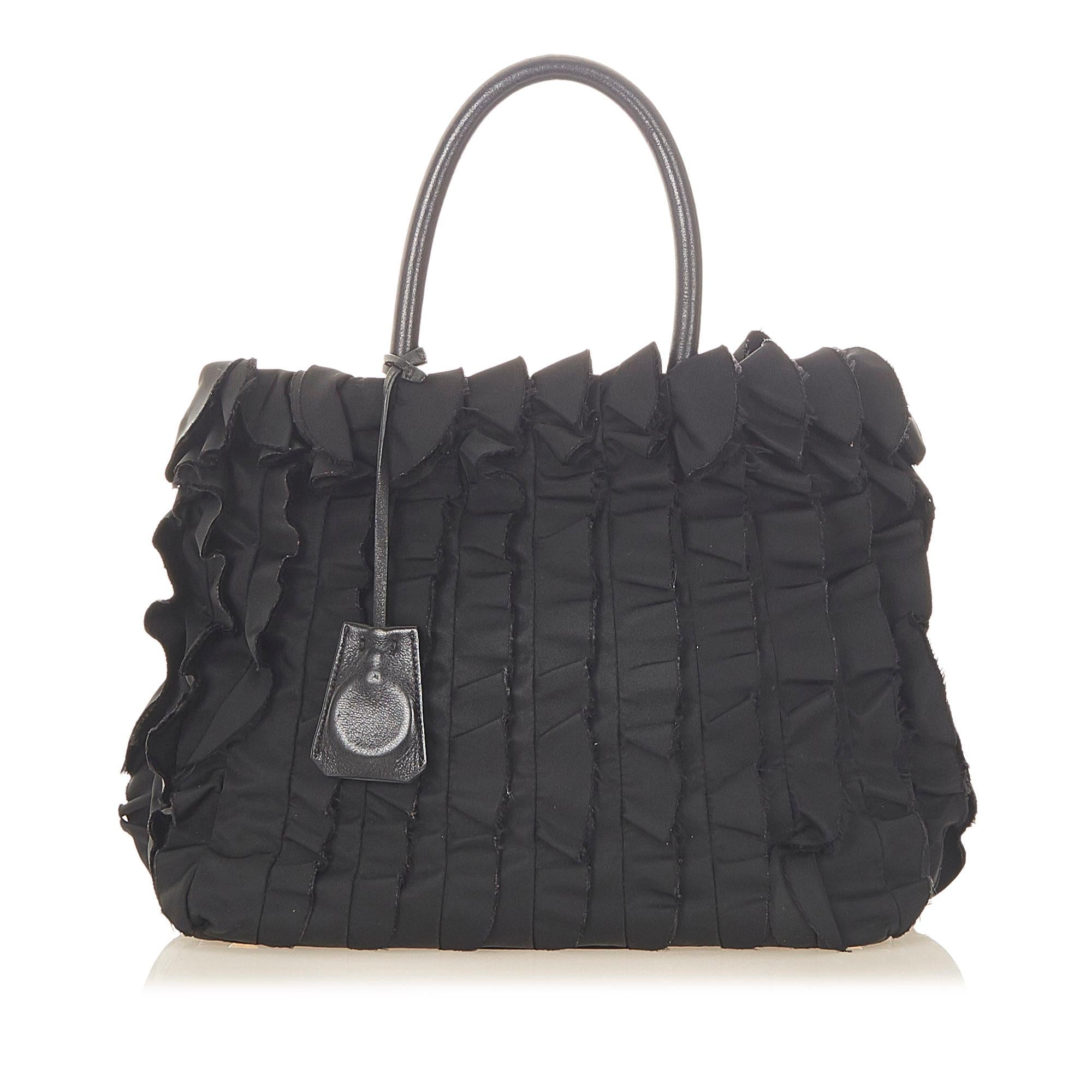 Prada Ruffled Tessuto Tote Bag (SHG-31505)