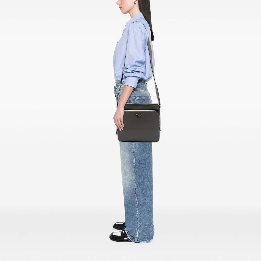 Prada Saffiano Brique Zip Top Crossbody