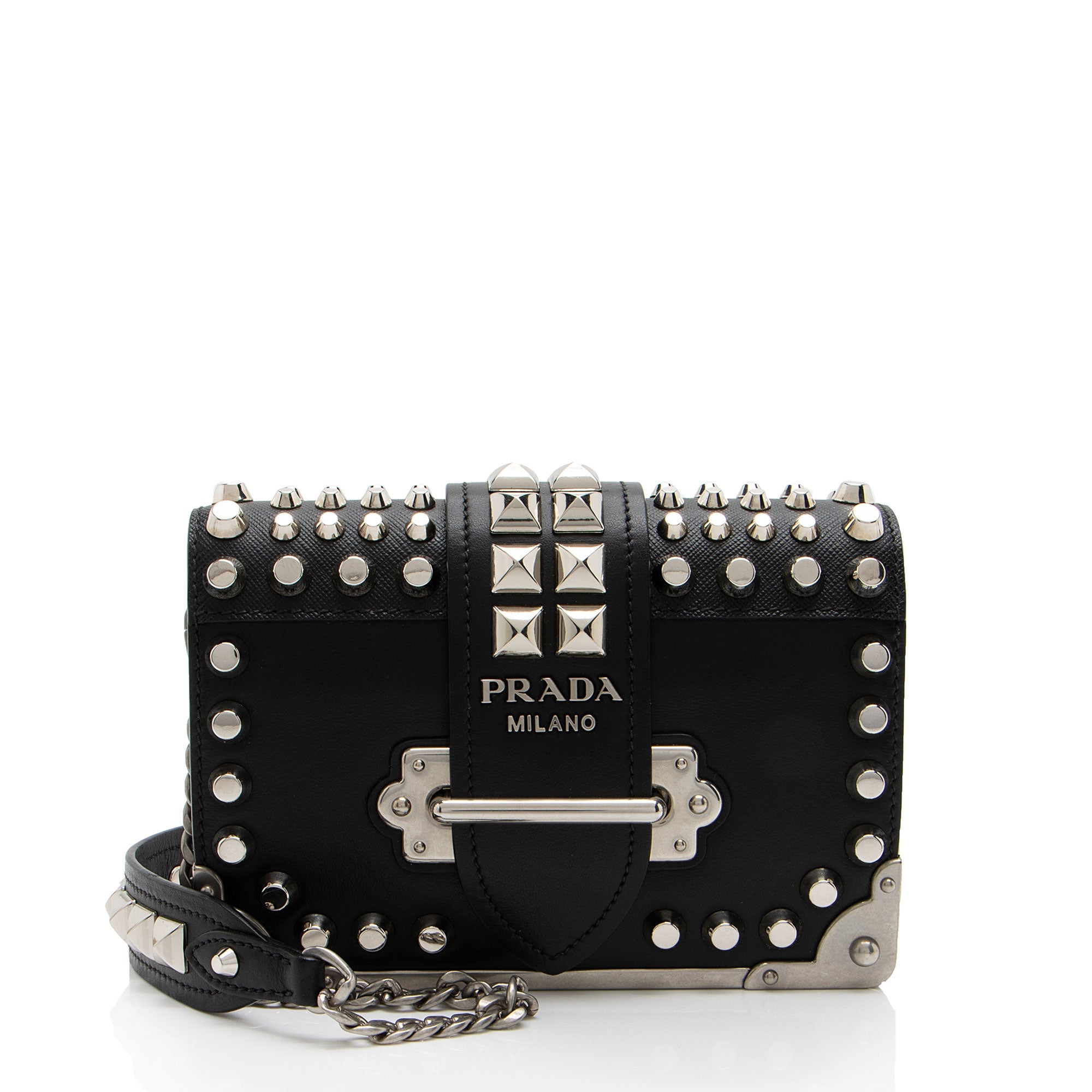 Prada Saffiano Calfskin Studded Cahier Crossbody (SHF-Cf2bbw)
