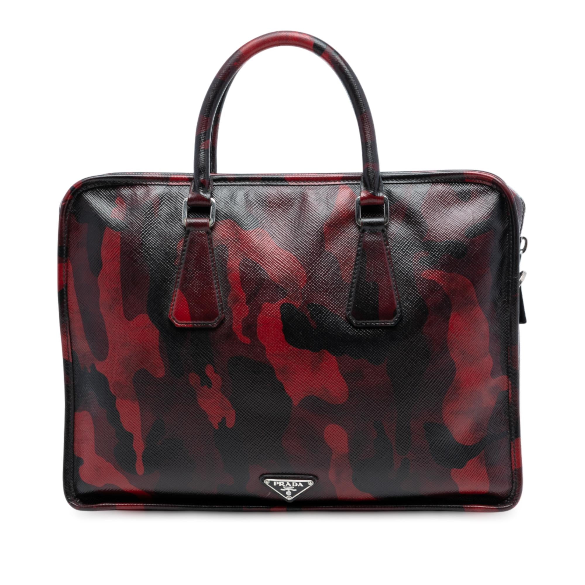 Prada Saffiano Camouflage Print Briefcase