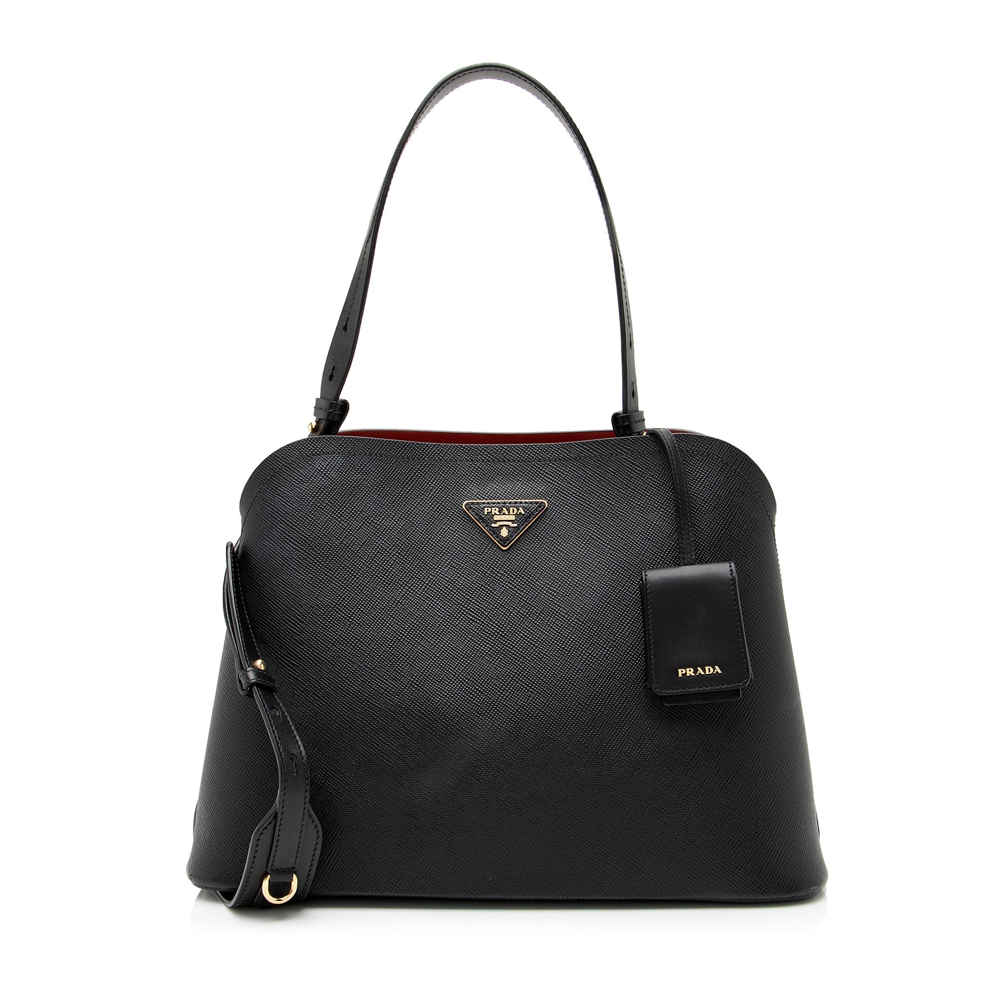 Prada Saffiano Cuir Leather Matinee Shoulder Bag (SHF-23633)