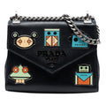 Prada Saffiano Cuir Monochrome Robot Patches Envelope Chain Flap