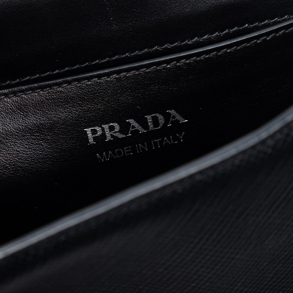 Prada Saffiano Cuir Monochrome Robot Patches Envelope Chain Flap