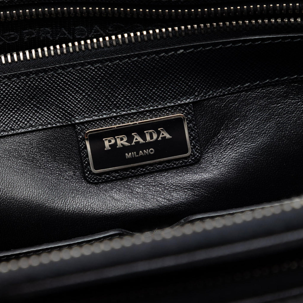 Prada Saffiano Cuir Travel Front Zip Pocket Briefcase