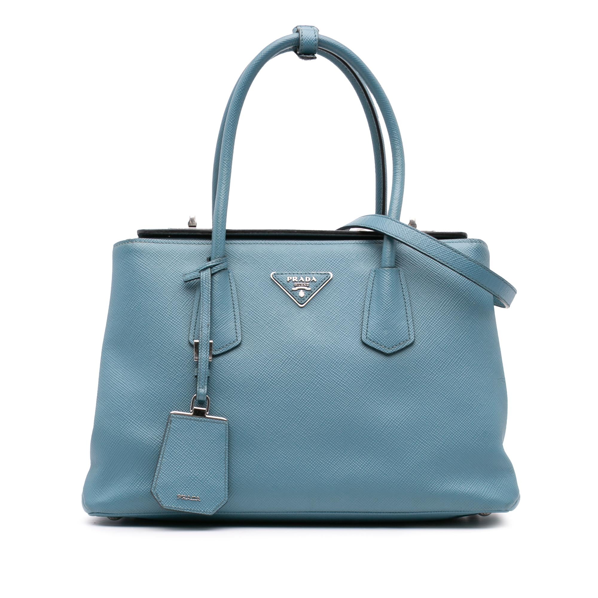 Prada Saffiano Cuir Turnlock Twin Satchel
