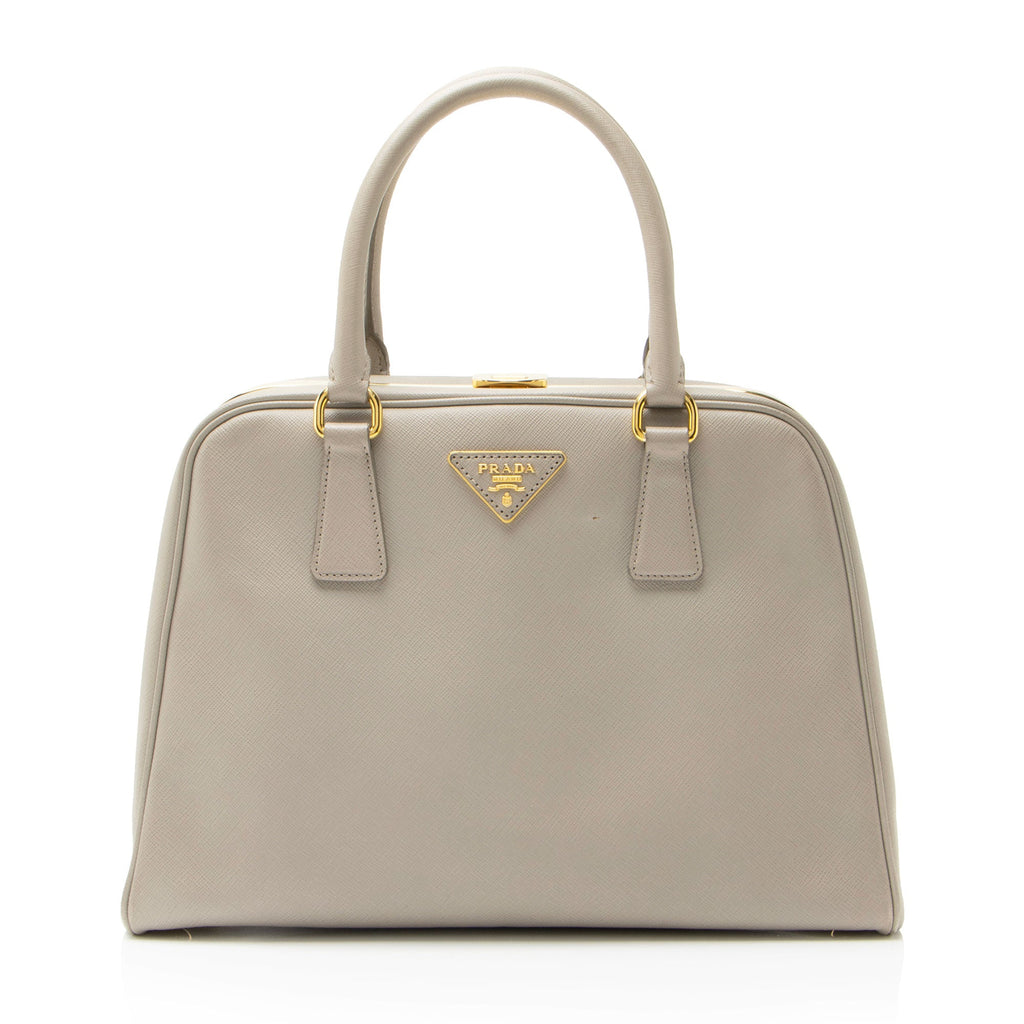 Prada Saffiano Framed Pyramid Satchel