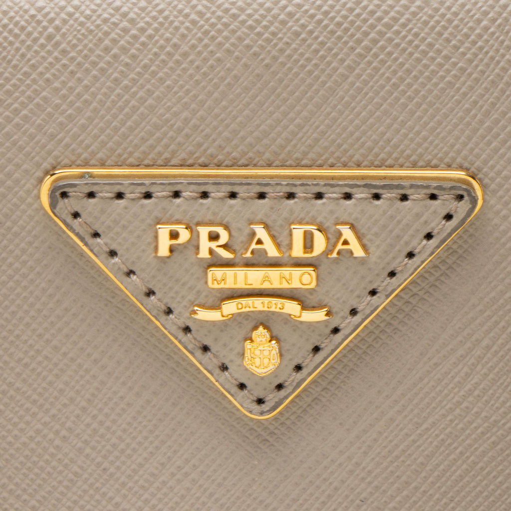Prada Saffiano Framed Pyramid Satchel