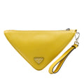 Prada Saffiano Logo Embossed Triangle Wristlet Pouch