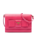 Prada Saffiano Lux Bow Wallet On Strap