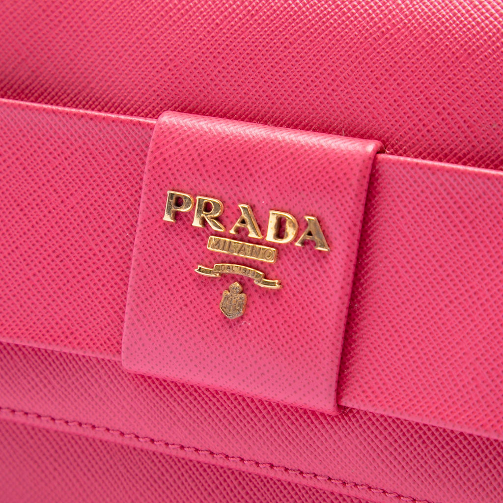 Prada Saffiano Lux Bow Wallet On Strap