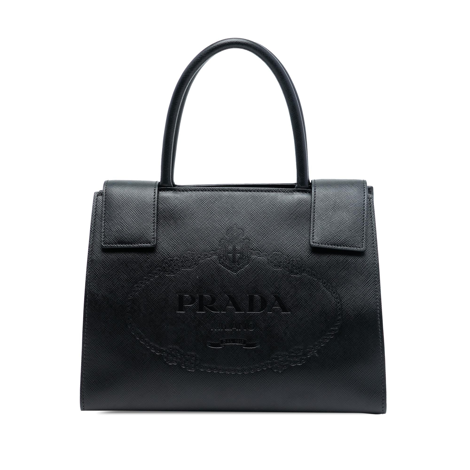 Prada Saffiano Lux Embossed Logo Convertible Tote