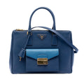 Prada Saffiano Lux Galleria Double Zip Front Pocket Satchel