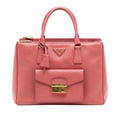Prada Saffiano Lux Galleria Double Zip Front Pocket Satchel