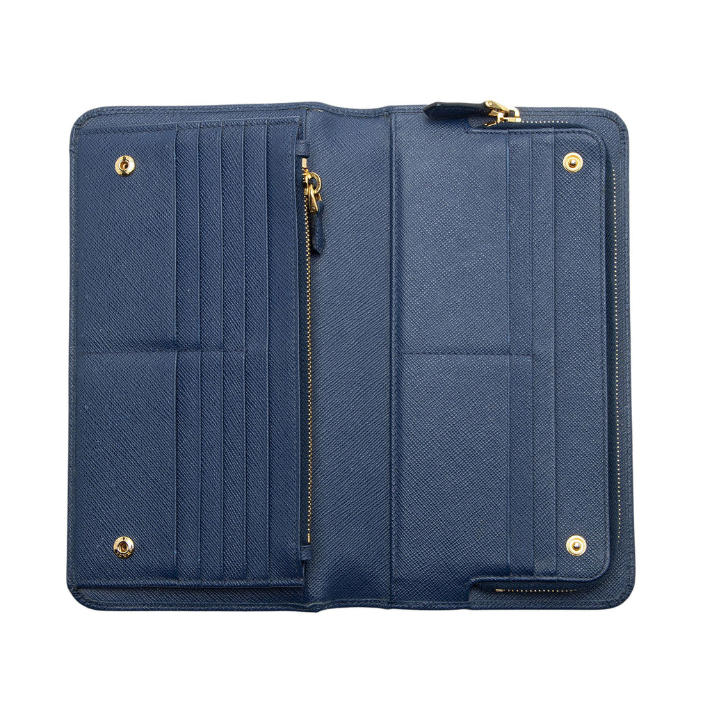 Prada Saffiano Organizer Zip Around Wallet