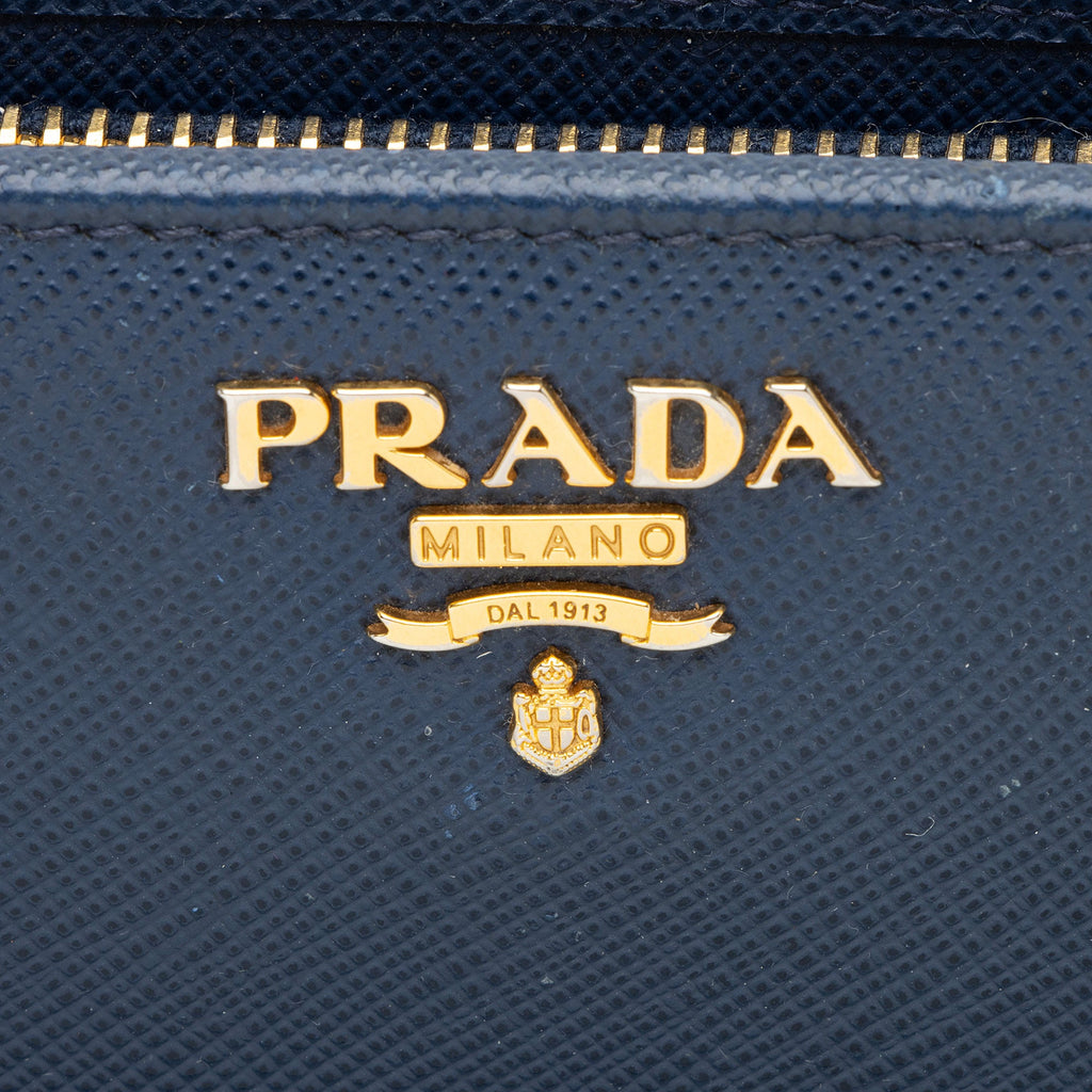 Prada Saffiano Organizer Zip Around Wallet
