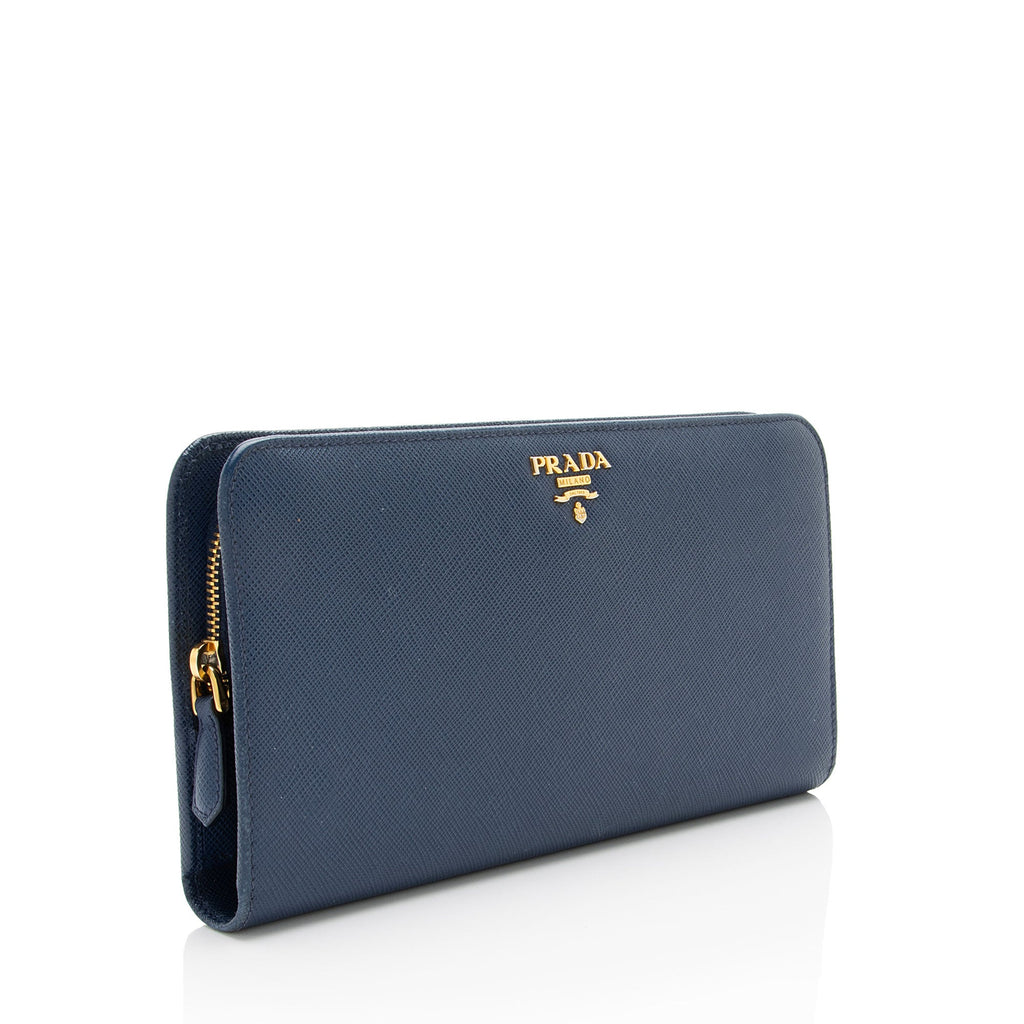 Prada Saffiano Organizer Zip Around Wallet