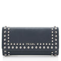 Prada Saffiano Studded Crystal Continental Wallet