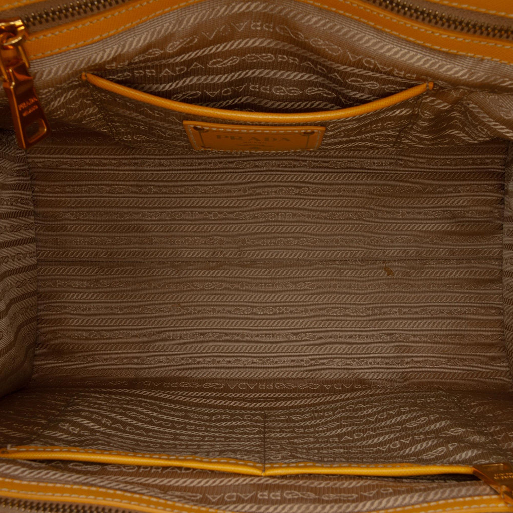 Prada Saffiano Trimmed Canvas Canapa Logo Satchel